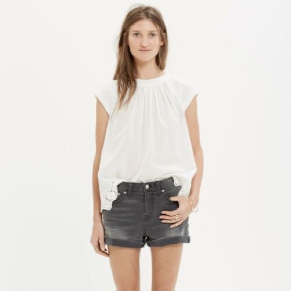 Madewell Gray Denim Boy Shorts - Picture 1 of 5